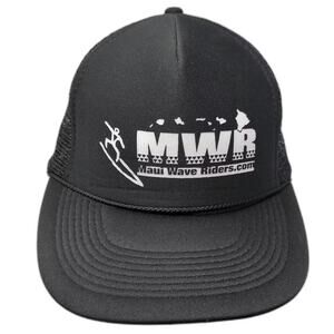 Otto Trucker Hat Black White One Size Snapback Maui Wave Riders Hawaii Surfing